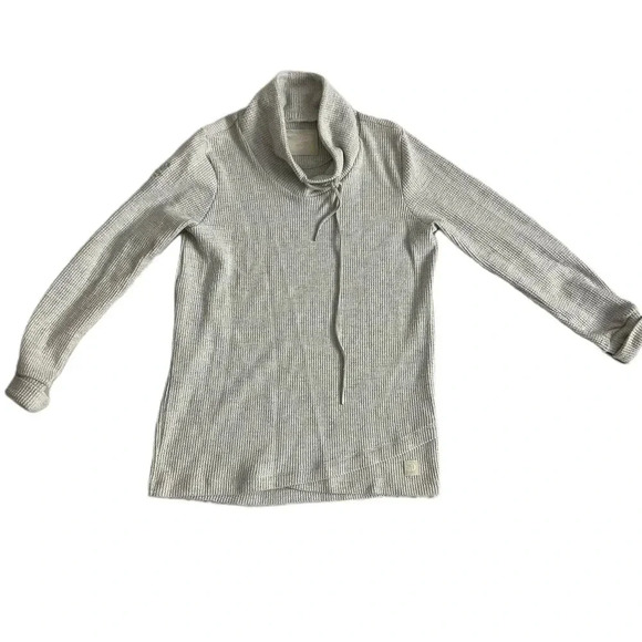 Straight Down Grey Cowl Neck Long Sleeve Waffle‎ Knit Sweater Small - Picture 1 of 9